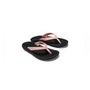 Women’s Olukai Kulapa Kai Black/Pink Flip Flop Beach Sandals. Sz 7